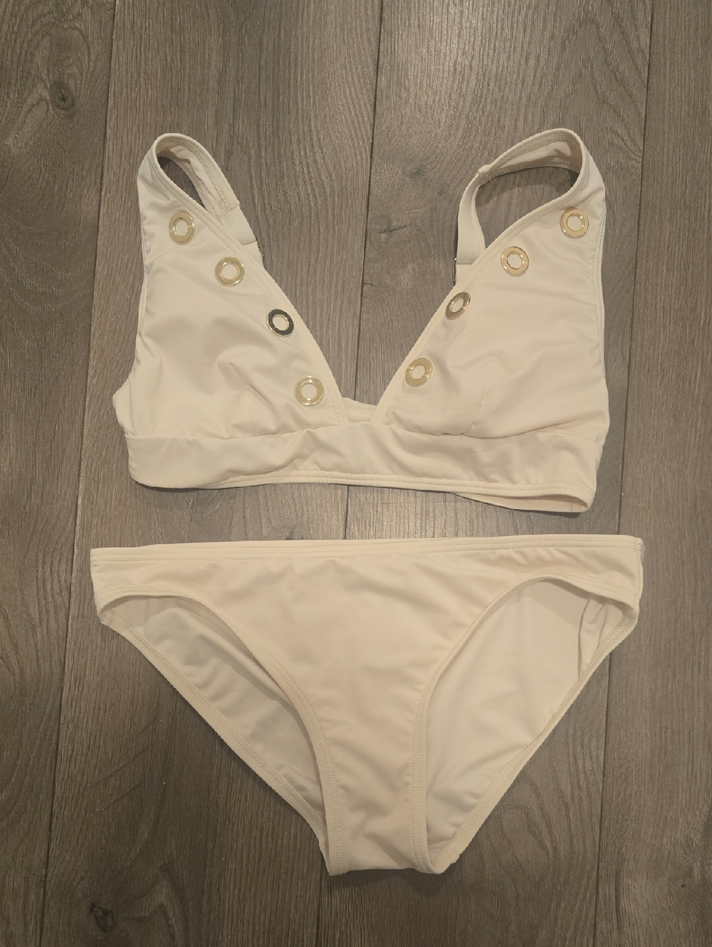 MICHAEL Michael Kors White Swim Top with Logo Tag